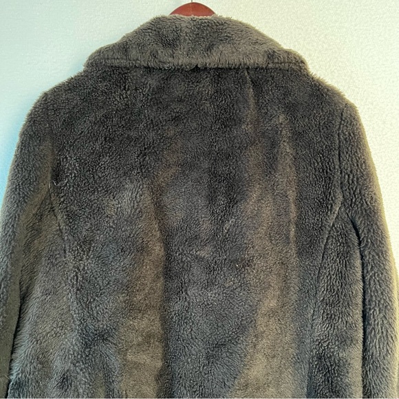 Vintage Faux Fur Montgomery Ward fuzzy lined button up coat black thick jacket - Picture 10 of 16